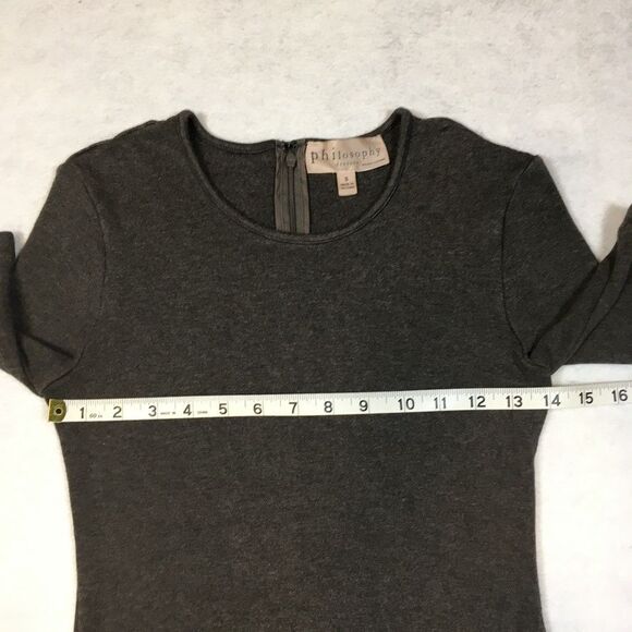 Philosophy Womens S Bodycon Mini Knit Dress Gray Rayon Half Sleeve Classic Party - Picture 8 of 12